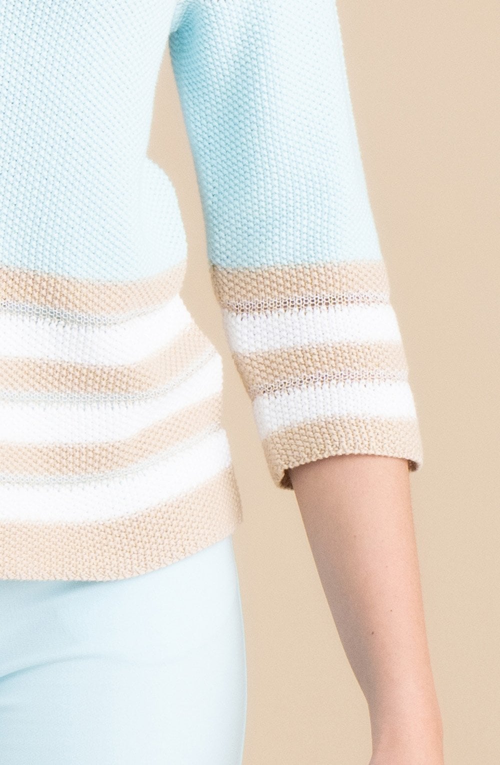 Aqua Mint and Beige Striped Box Jumper