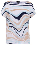Aqua Mint and Beige Wavy Stripe Top