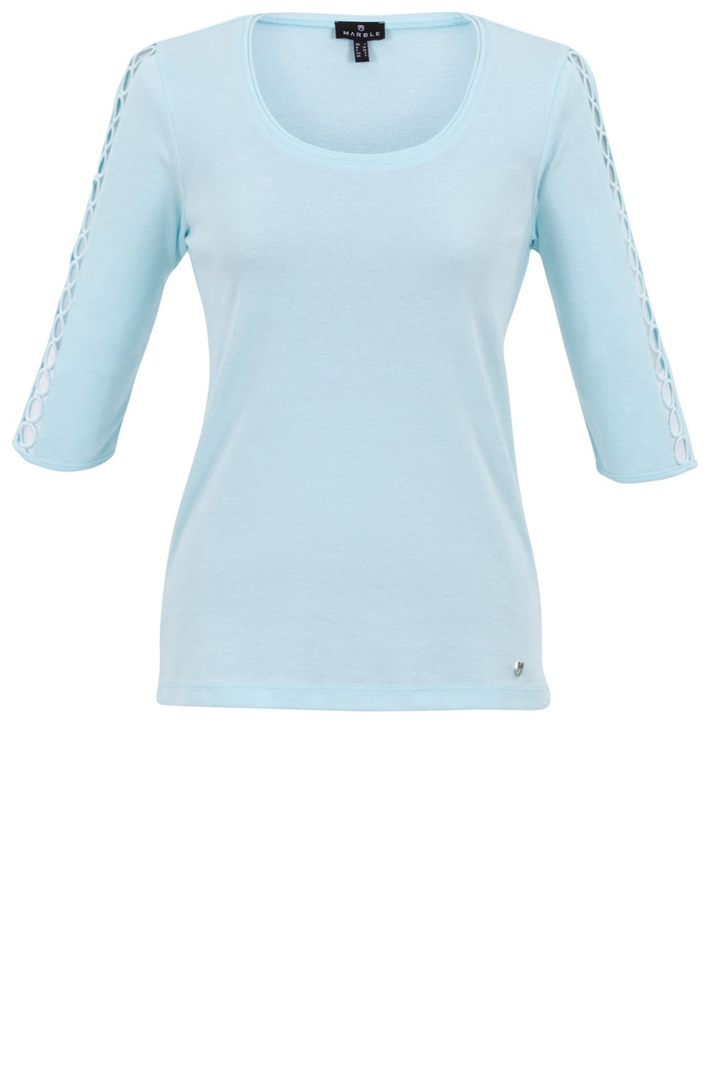 Aqua Mint Peep Hole Crochet Top
