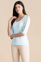 Aqua Mint Peep Hole Crochet Top