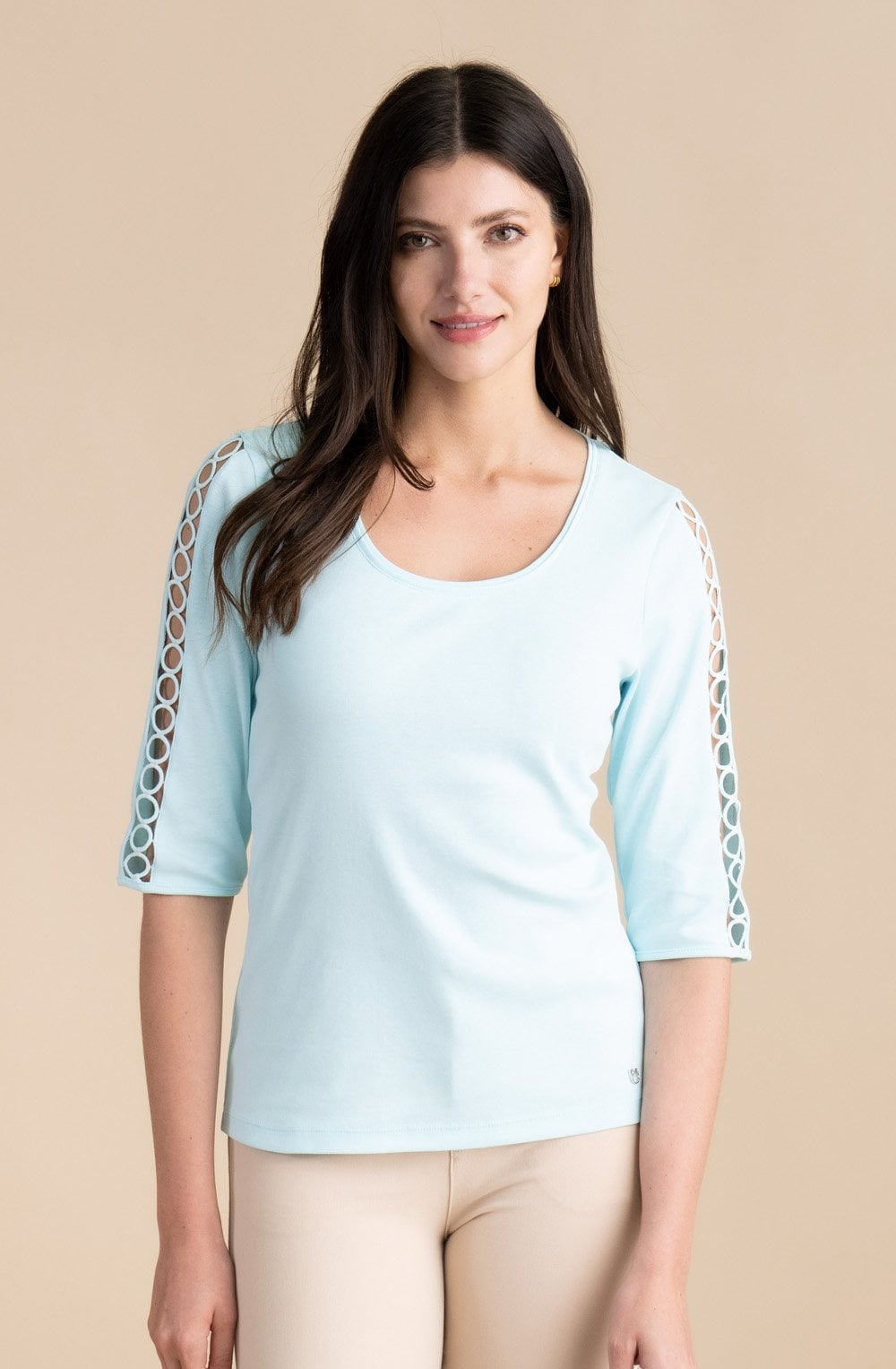 Aqua Mint Peep Hole Crochet Top