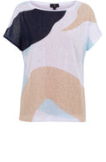 Beige and Aqua Mint Relaxed Semi Sheer Top