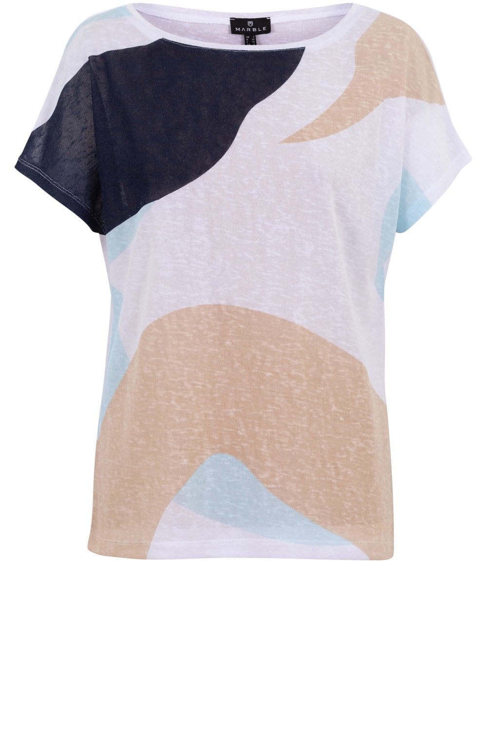 Beige and Aqua Mint Relaxed Semi Sheer Top