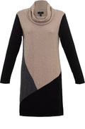 Beige Block Design Tunic Dress