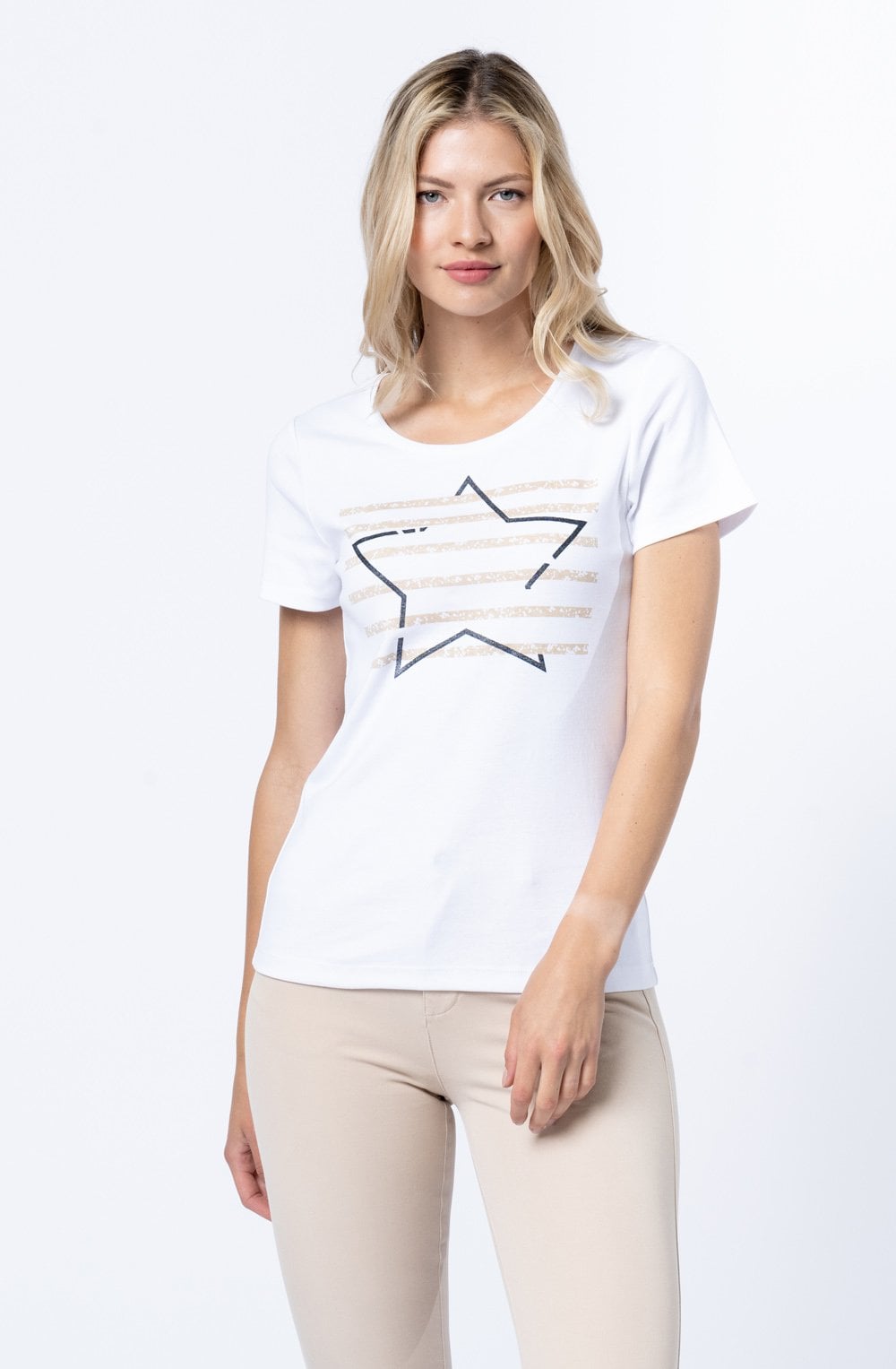 Beige Star and Stripes T Shirt
