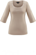 Beige T Shirt With Silver Stud Neckline