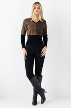 Black and Brown Striped Bat Wing Jumper