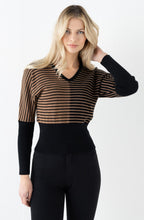 Black and Brown Striped Bat Wing Jumper