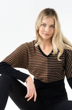 Black and Brown Striped Bat Wing Jumper