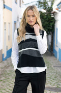 Black and Charcoal Removable Snood Knitted Vest