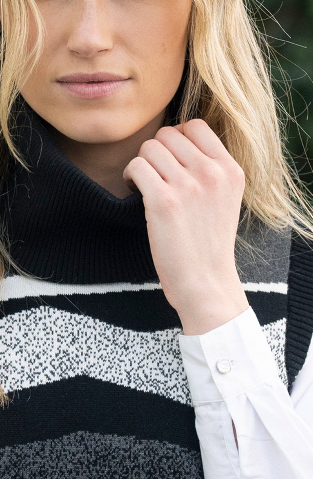 Black and Charcoal Removable Snood Knitted Vest