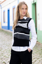 Black and Charcoal Removable Snood Knitted Vest