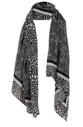 Black and Cream Spot Print Woven Scarf