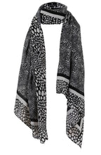 Black and Cream Spot Print Woven Scarf