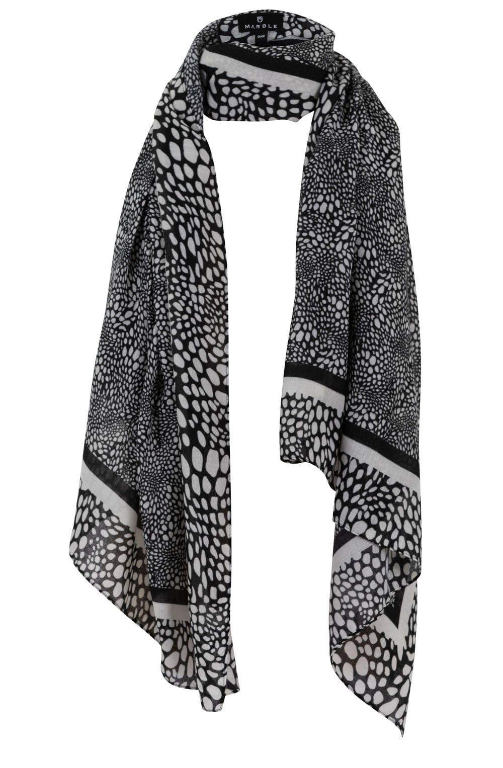 Black and Cream Spot Print Woven Scarf