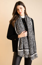 Black and Cream Spot Print Woven Scarf
