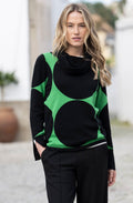 Black and Green Polka Dot Cowl Neck Jumper