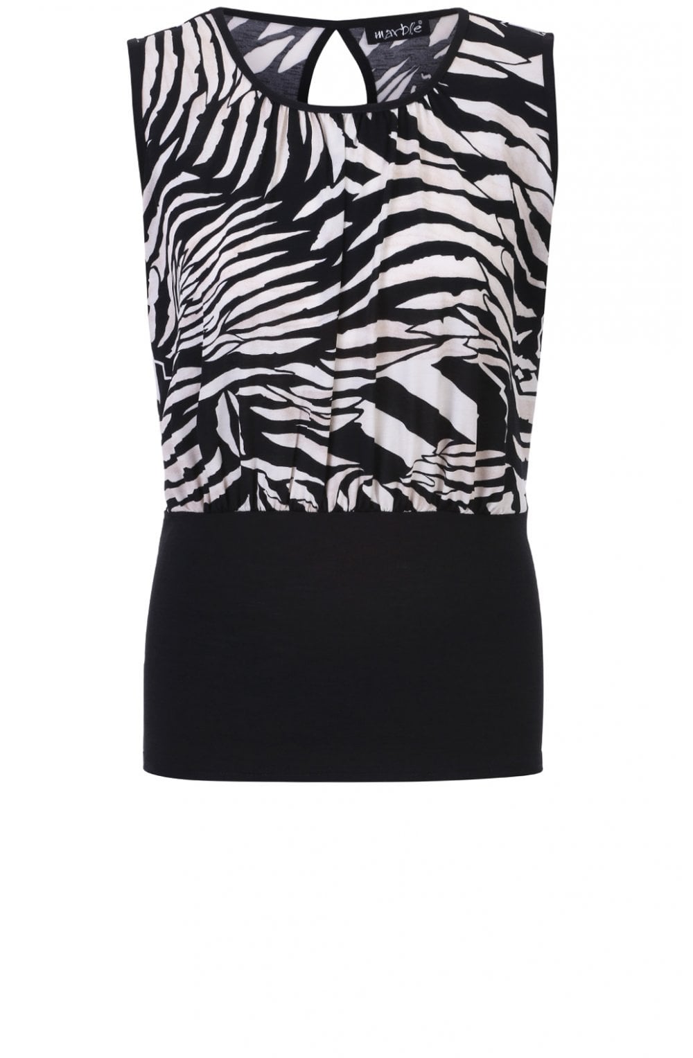 Black and Off White Bold Print Top