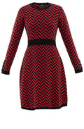 Black and Red Aztec Print Knitted Dress
