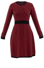 Black and Red Aztec Print Knitted Dress