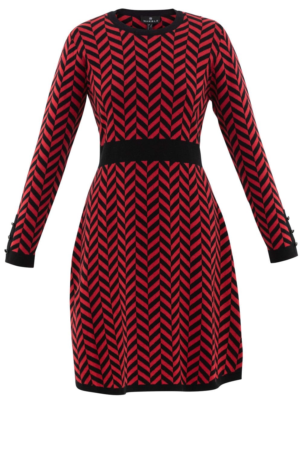 Black and Red Aztec Print Knitted Dress