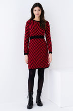 Black and Red Aztec Print Knitted Dress