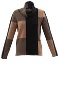 Black and Tan Large Check Roll Neck Jumper