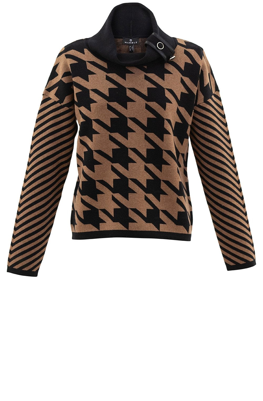 Black and Tan Roll Neck Jumper
