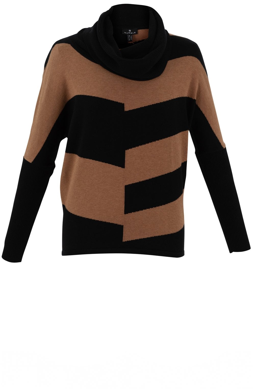 Black and Tobacco Cowl Neck Batwing Jumper