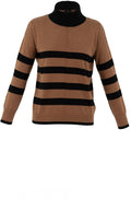 Black and Tobacco Striped Polo Neck Jumper