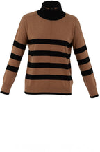 Black and Tobacco Striped Polo Neck Jumper