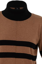 Black and Tobacco Striped Polo Neck Jumper