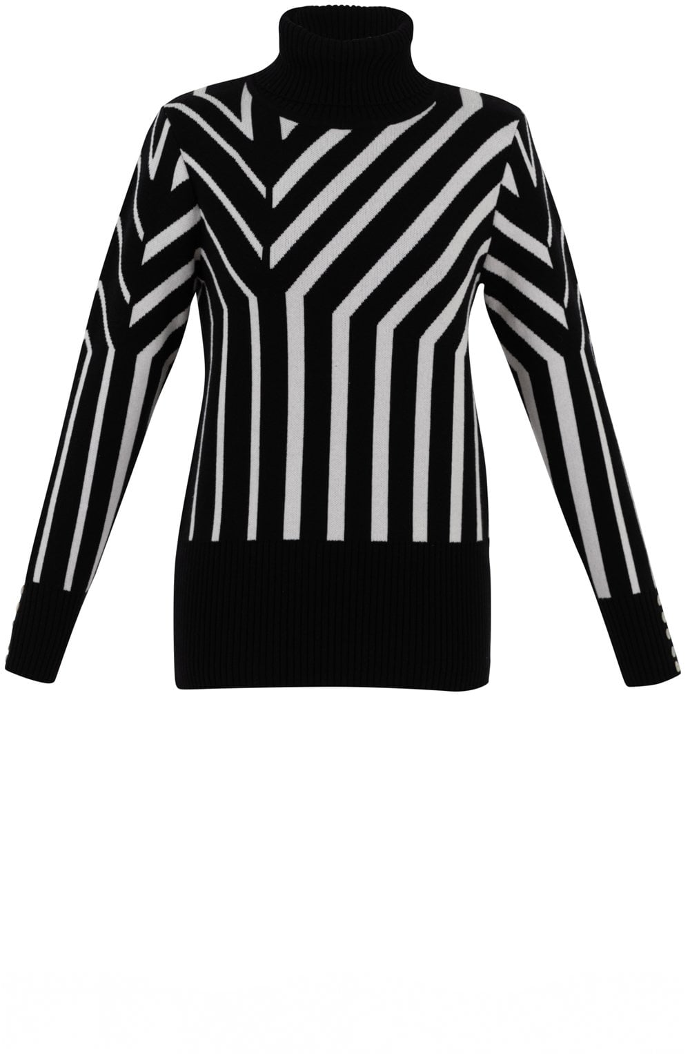 Black and White Art Deco Polo Neck Jumper
