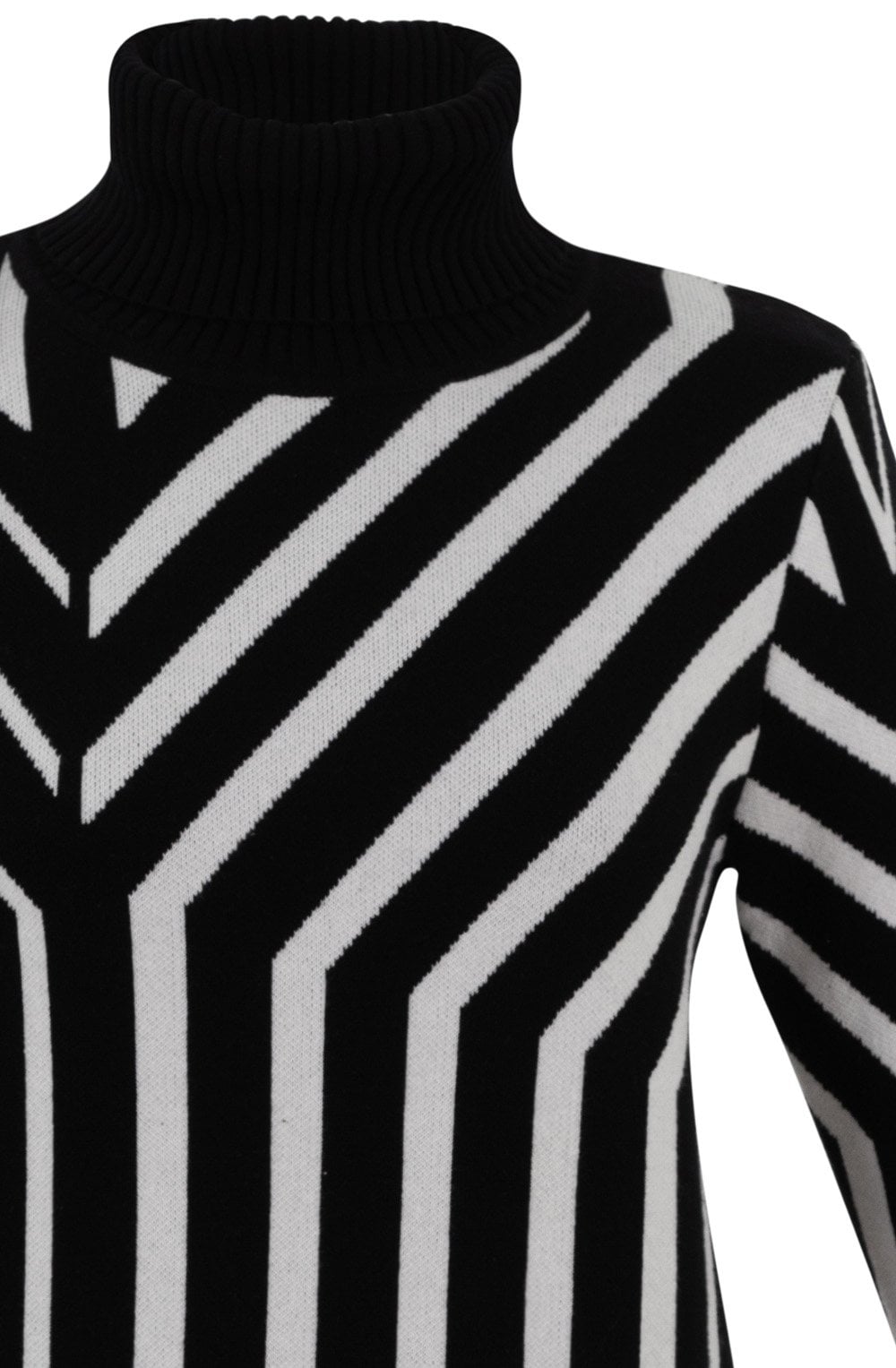 Black and White Art Deco Polo Neck Jumper