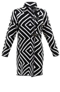 Black and White Aztec Print Cardigan with Grey Trim