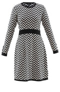 Black and White Aztec Print Knitted Dress