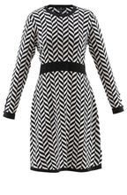 Black and White Aztec Print Knitted Dress