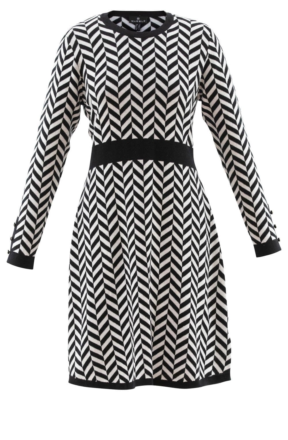 Black and White Aztec Print Knitted Dress
