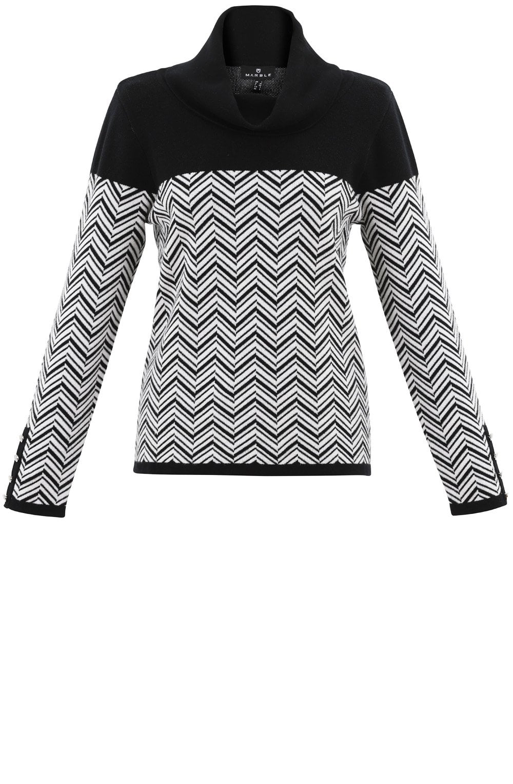 Black and White Chevron Cowl Neck Jumper