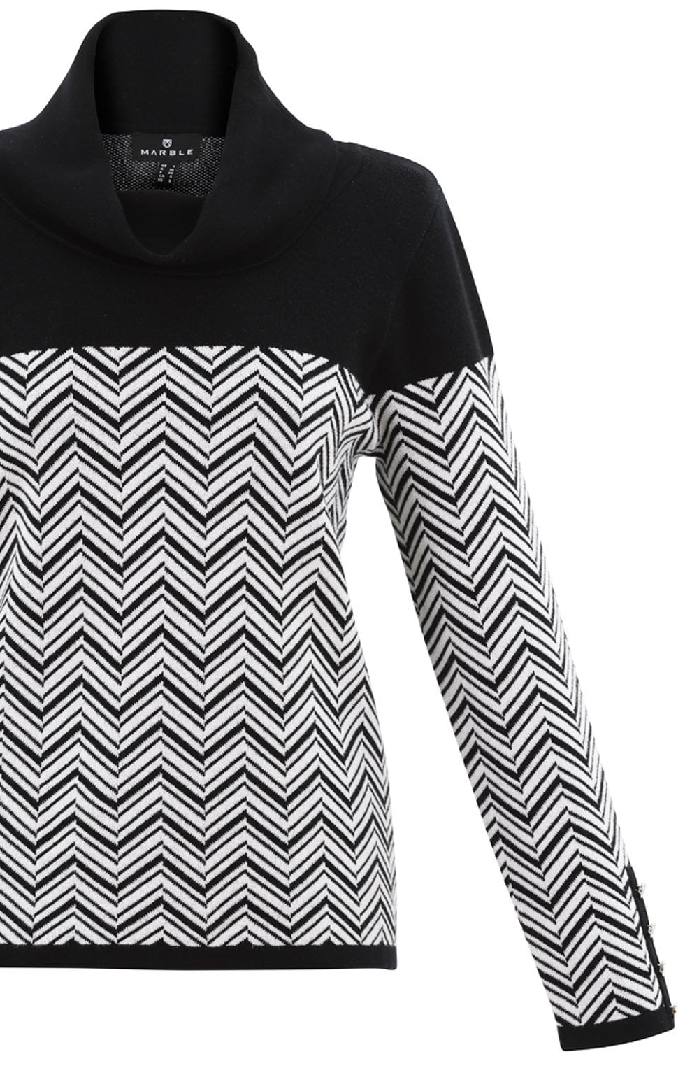 Black and White Chevron Cowl Neck Jumper