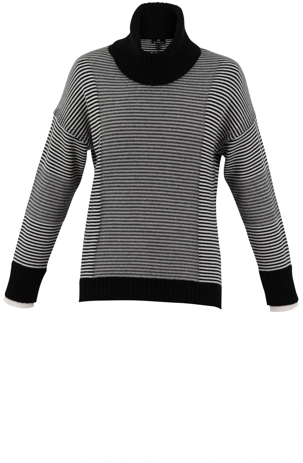 Black and White Contrast Knit Jumper with Removable Snood