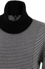 Black and White Contrast Knit Jumper with Removable Snood