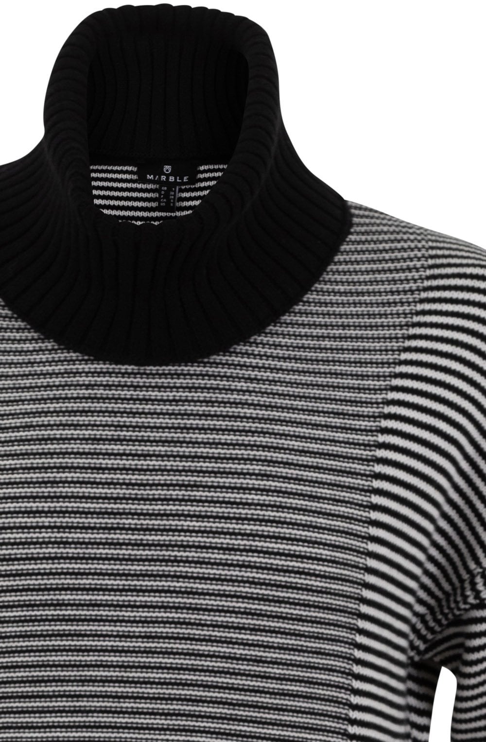 Black and White Contrast Knit Jumper with Removable Snood