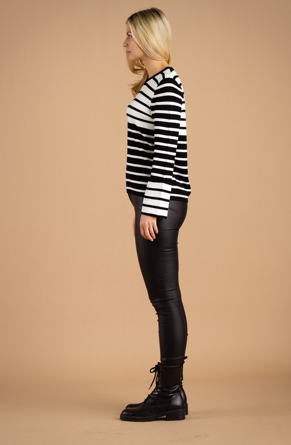 Black and White Oversized Cuff Jumper