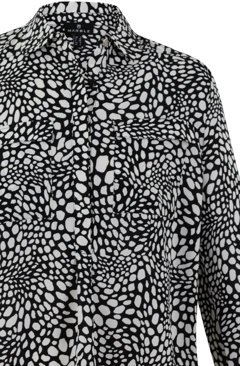 Black and White Spotted Silk Feel Blouse