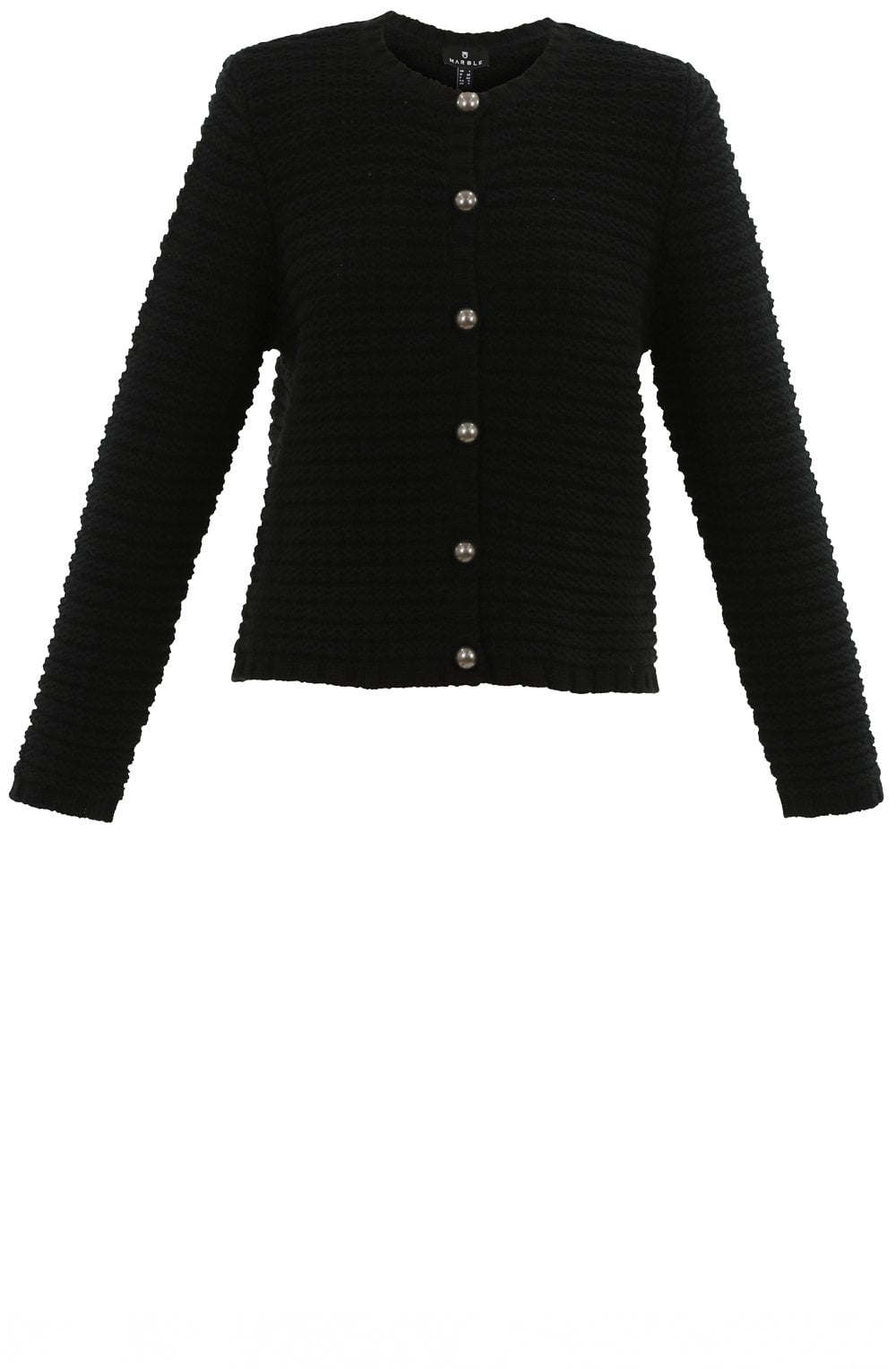 Black Cotton Mix Chunky Knit Cardigan