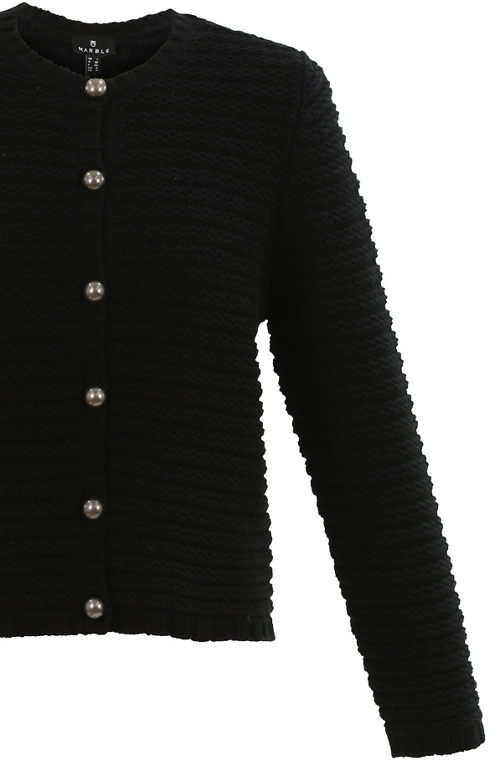 Black Cotton Mix Chunky Knit Cardigan