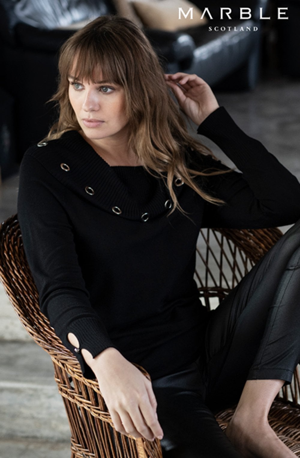 Black Cowl Neck Jumper