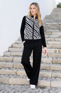 Black Diagonal Stripes and Colour Block Cardigan
