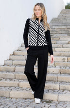 Black Diagonal Stripes and Colour Block Cardigan